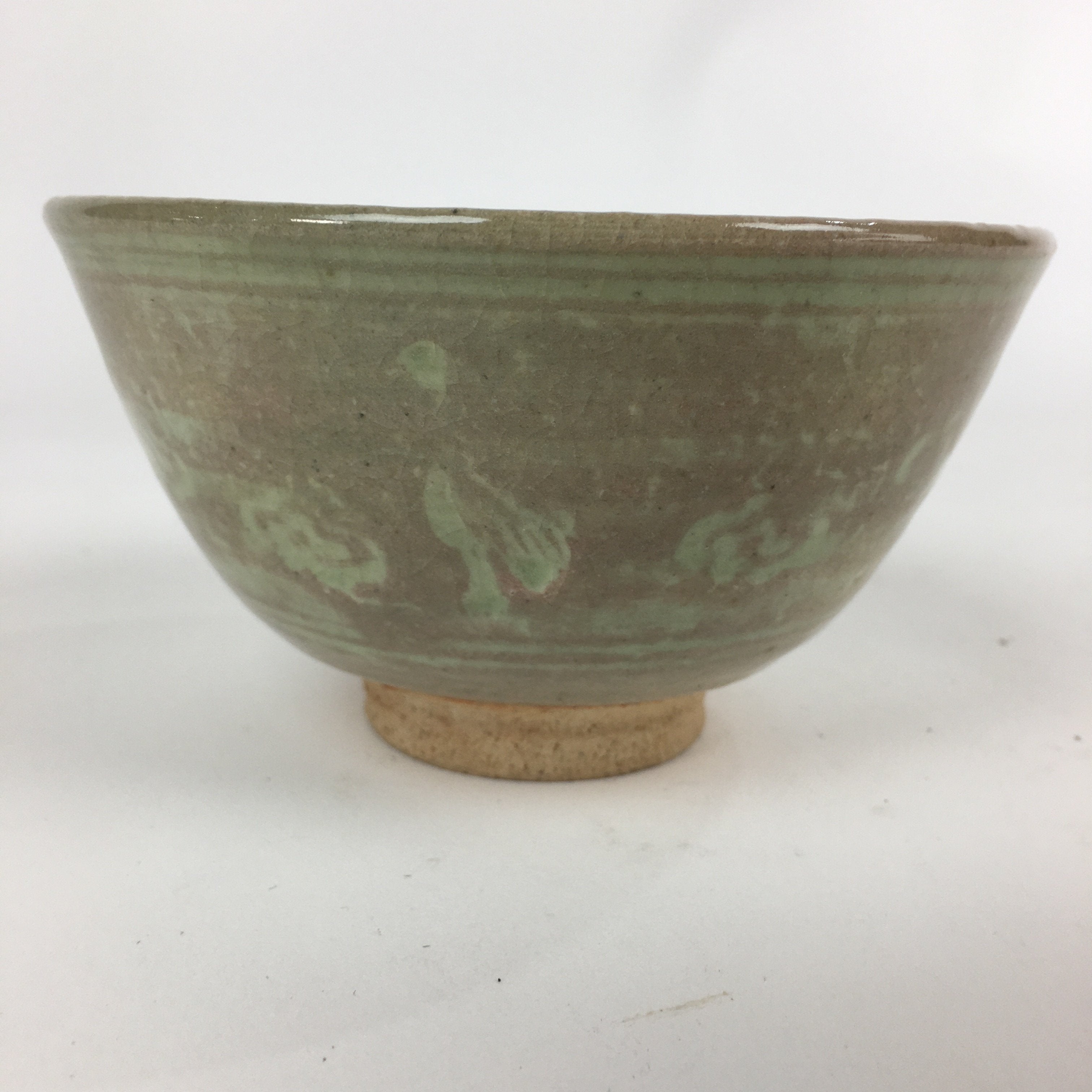 Japanese Ceramic Tea Ceremony Bowl Vtg Chawan Brown Pottery Sado Pottery GTB825