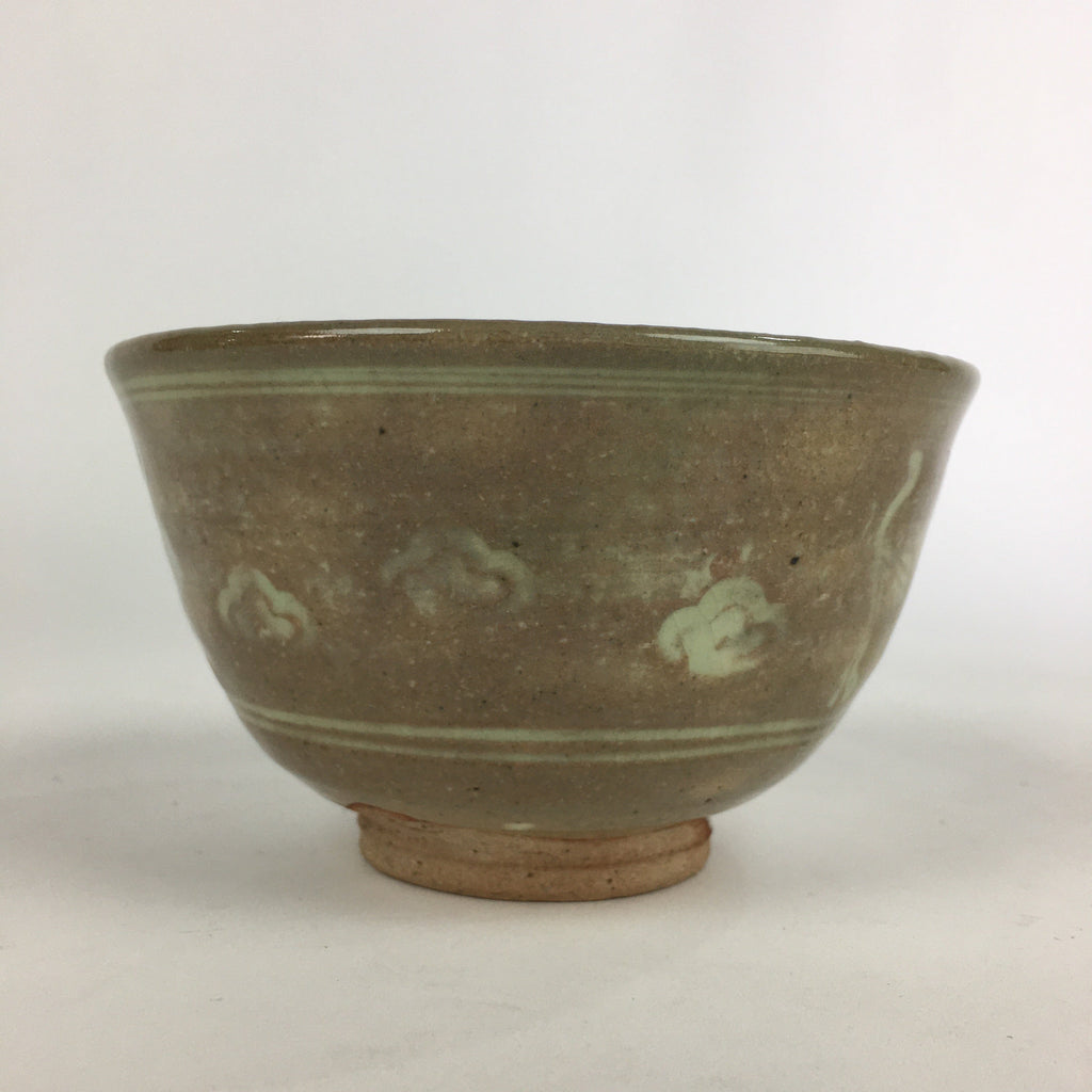Japanese Ceramic Tea Ceremony Bowl Vtg Chawan Crane Pottery Matcha Chawan GTB913