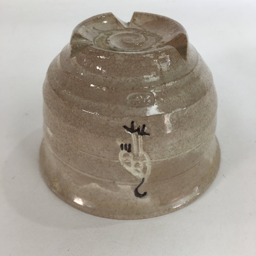 Japanese Ceramic Tea Ceremony Bowl Vtg Matcha Chawan Brown Pottery Crane GTB734