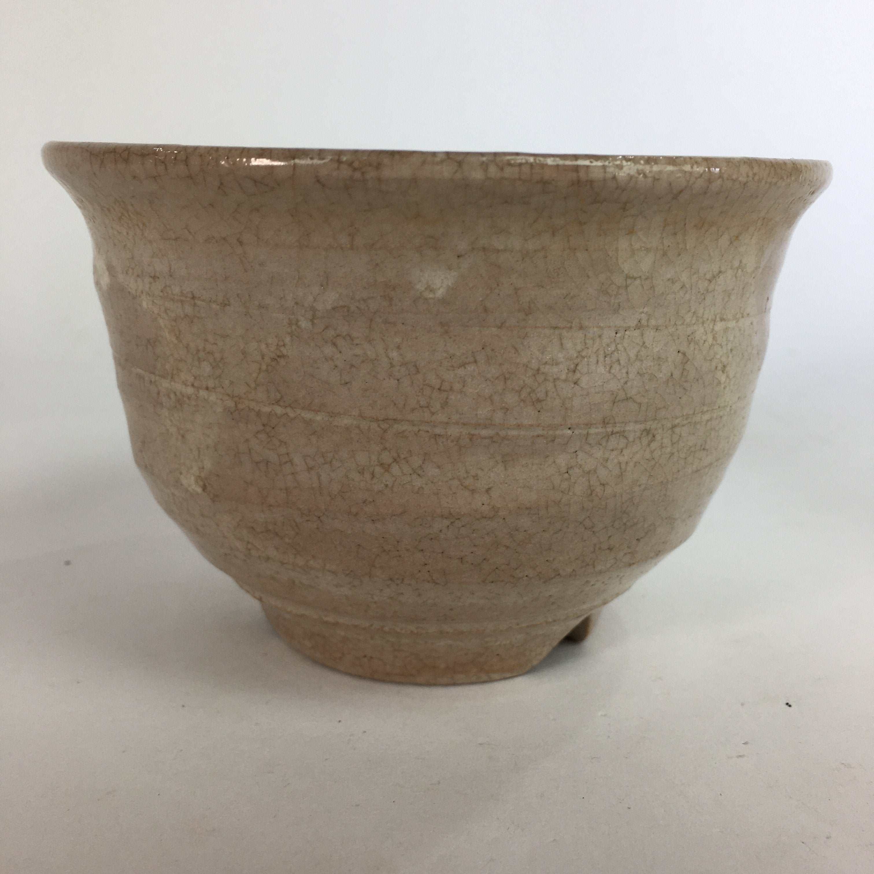 Japanese Ceramic Tea Ceremony Bowl Vtg Matcha Chawan Brown Pottery Crane GTB734