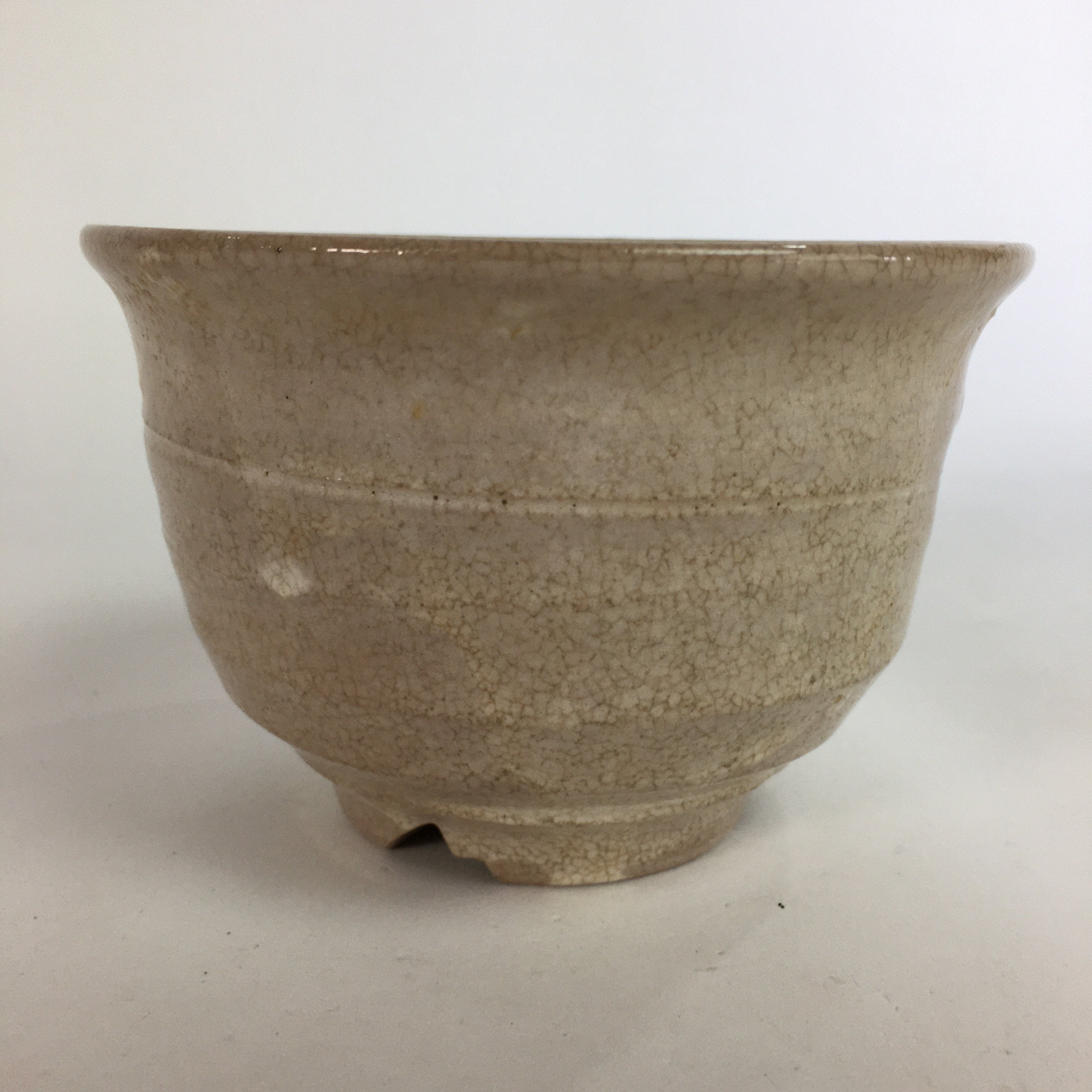 Japanese Ceramic Tea Ceremony Bowl Vtg Matcha Chawan Brown Pottery Crane GTB734