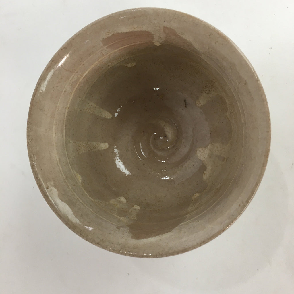 Japanese Ceramic Tea Ceremony Bowl Vtg Matcha Chawan Brown Pottery Crane GTB734