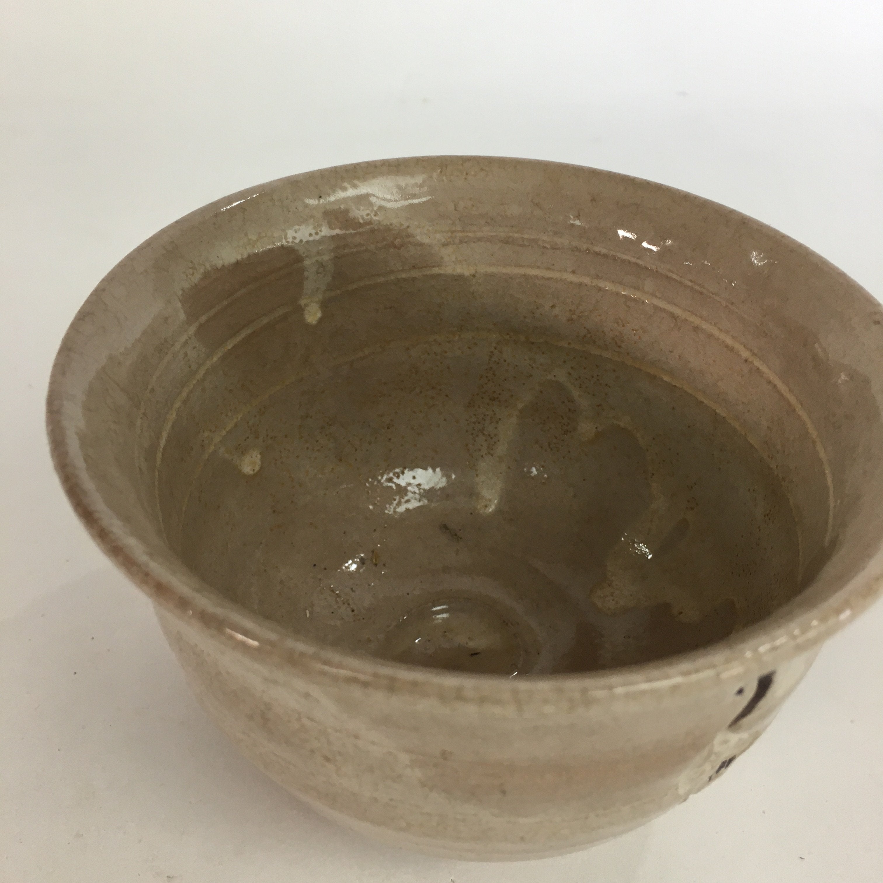 Japanese Ceramic Tea Ceremony Bowl Vtg Matcha Chawan Brown Pottery Crane GTB734