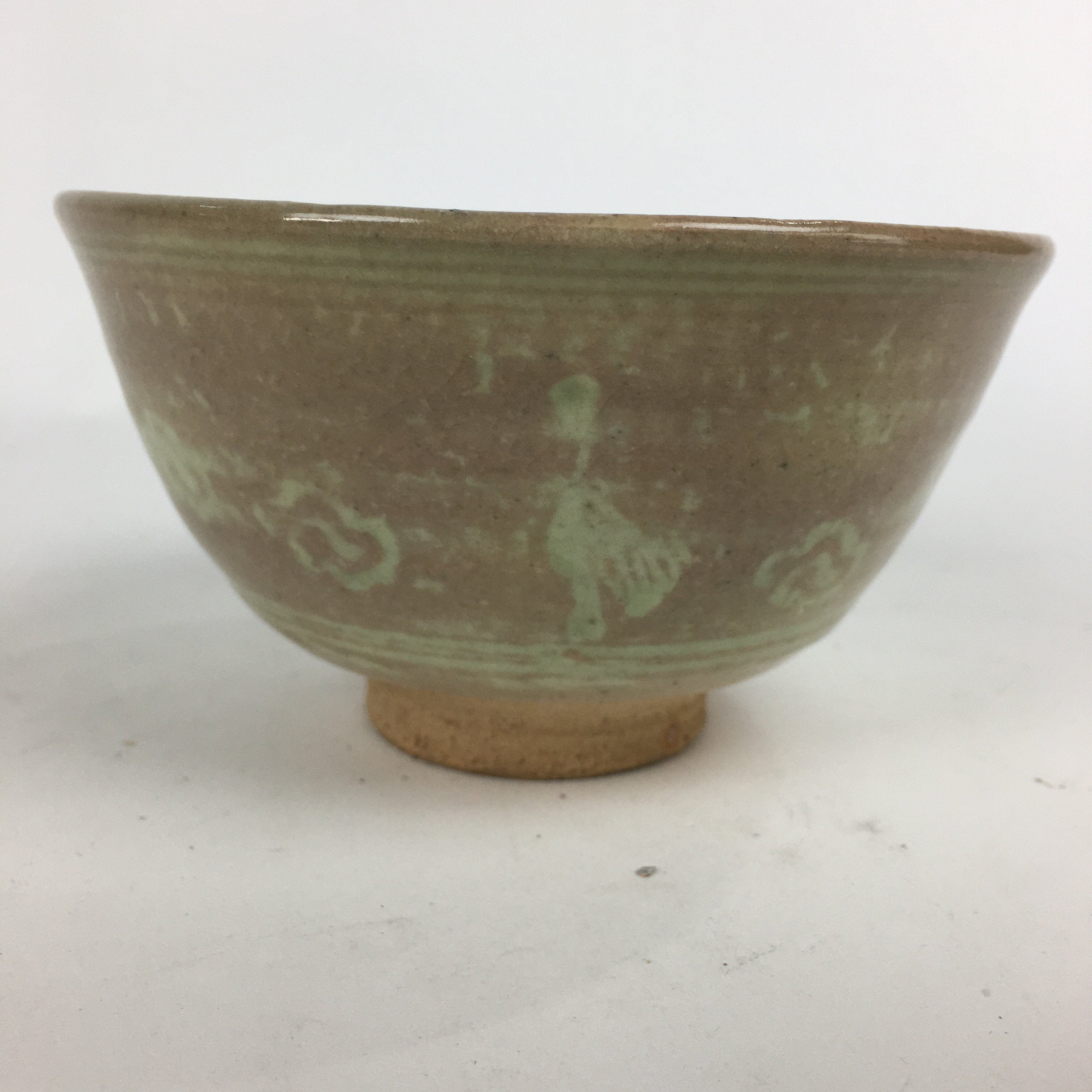 Japanese Ceramic Tea Ceremony Bowl Vtg Matcha Chawan Brown Pottery Sado GTB793