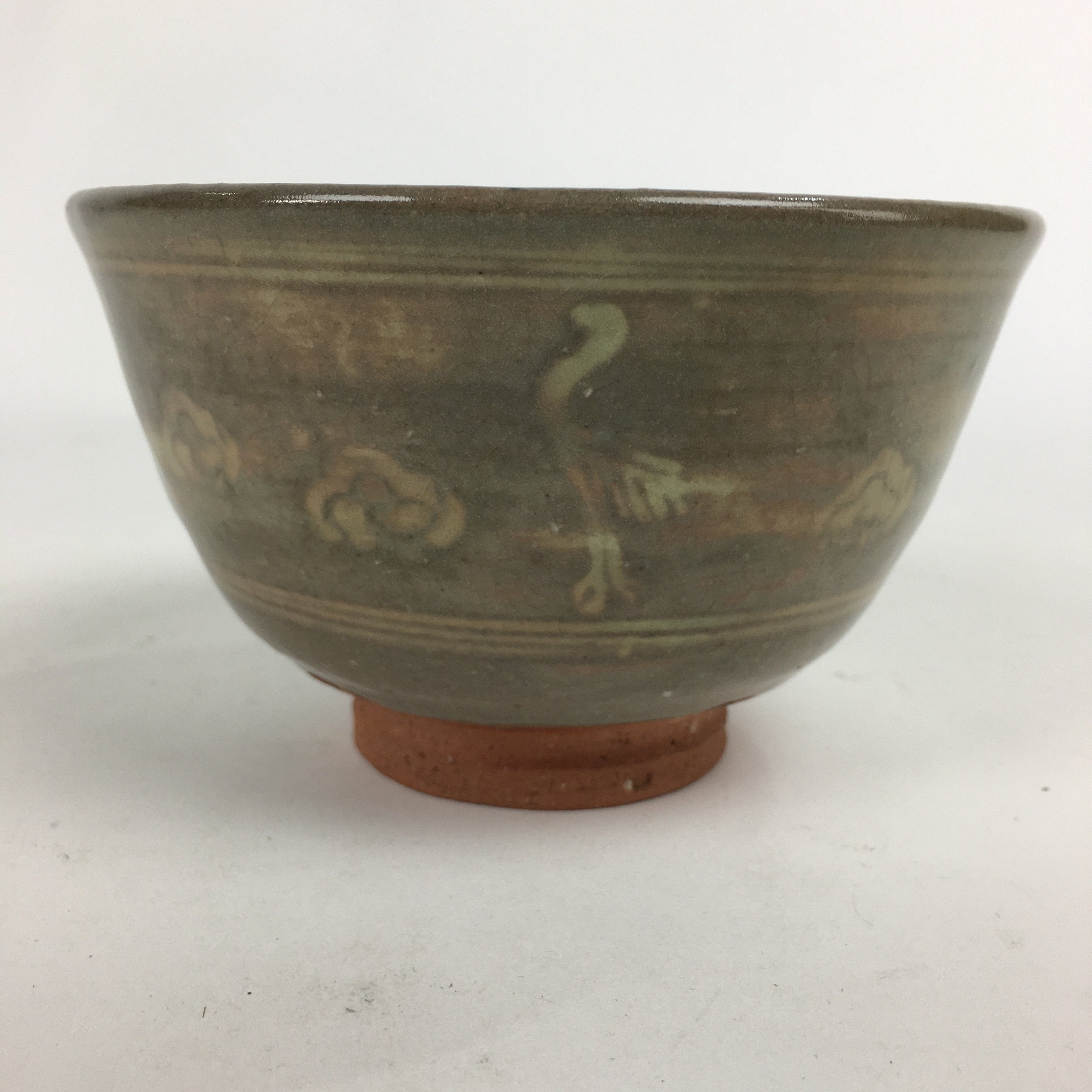 Japanese Ceramic Tea Ceremony Bowl Vtg Matcha Chawan Brown Pottery Sado GTB794