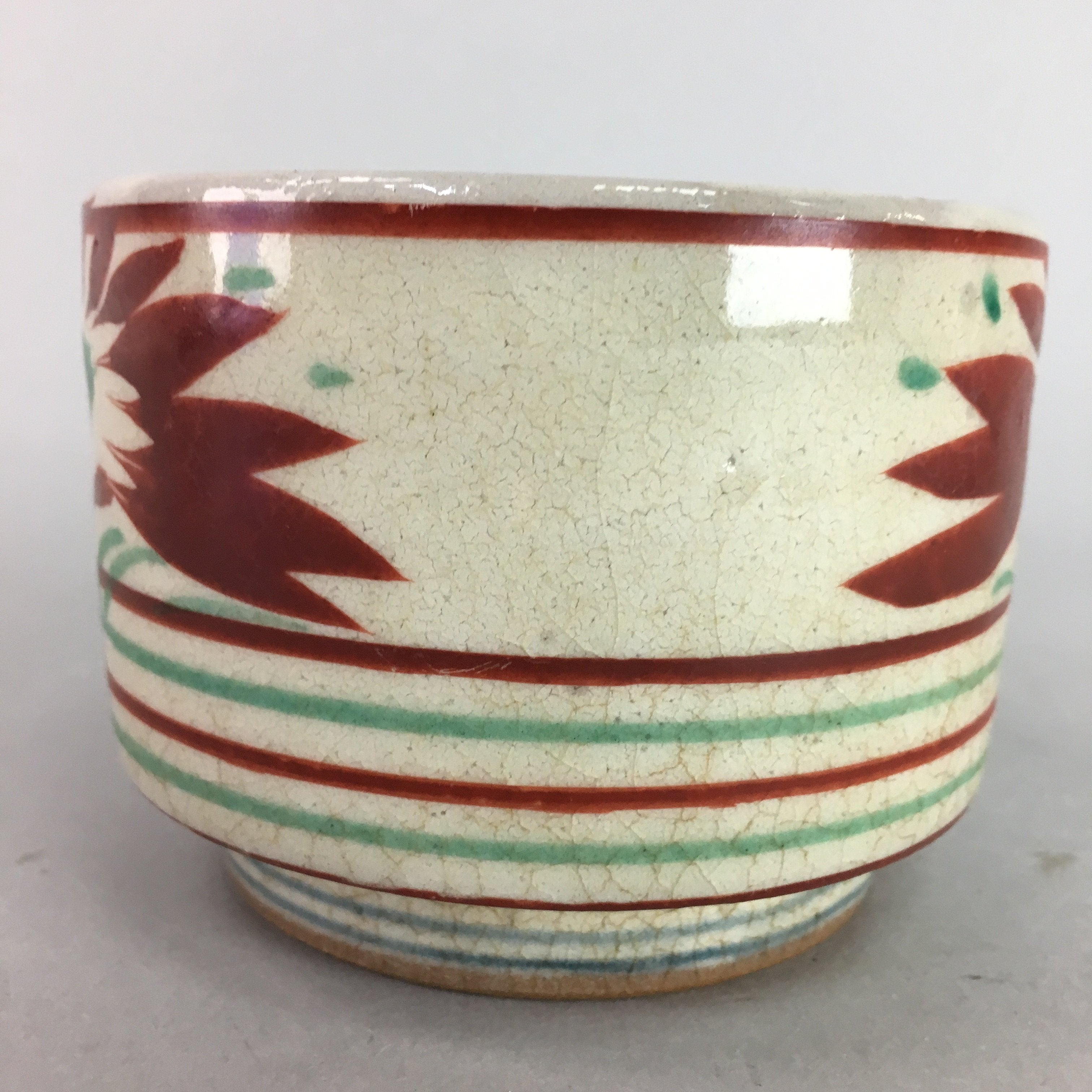 Japanese Ceramic Tea Ceremony Bowl Vtg Pottery Akae Matcha Chawan Red GTB523