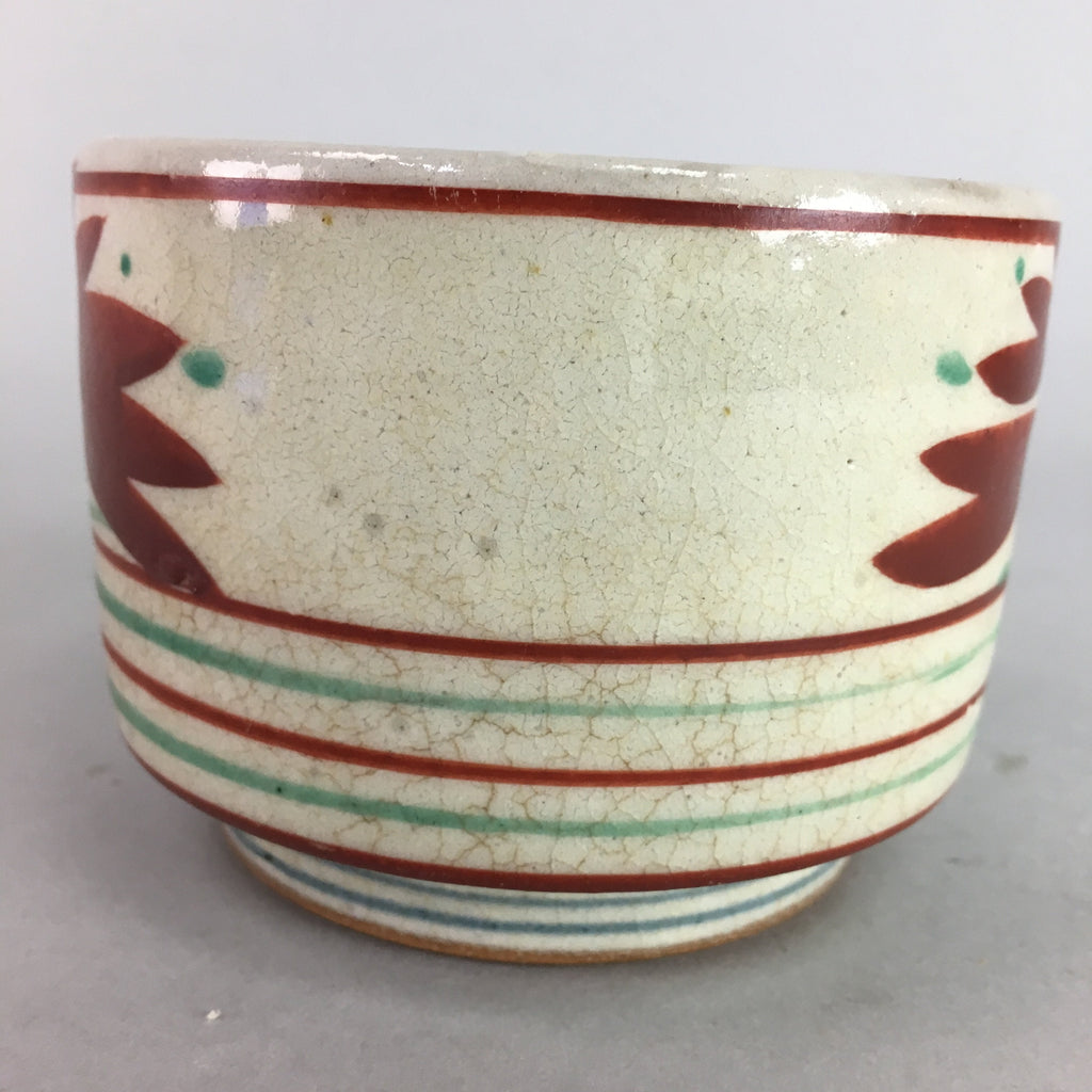 Japanese Ceramic Tea Ceremony Bowl Vtg Pottery Akae Matcha Chawan Red GTB523