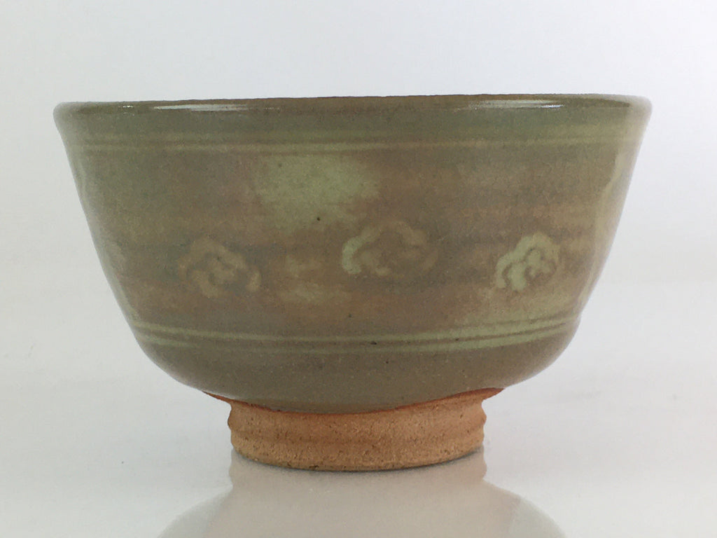 Japanese Ceramic Tea Ceremony Green Tea Bowl Vtg Chawan Crane Pottery GTB941