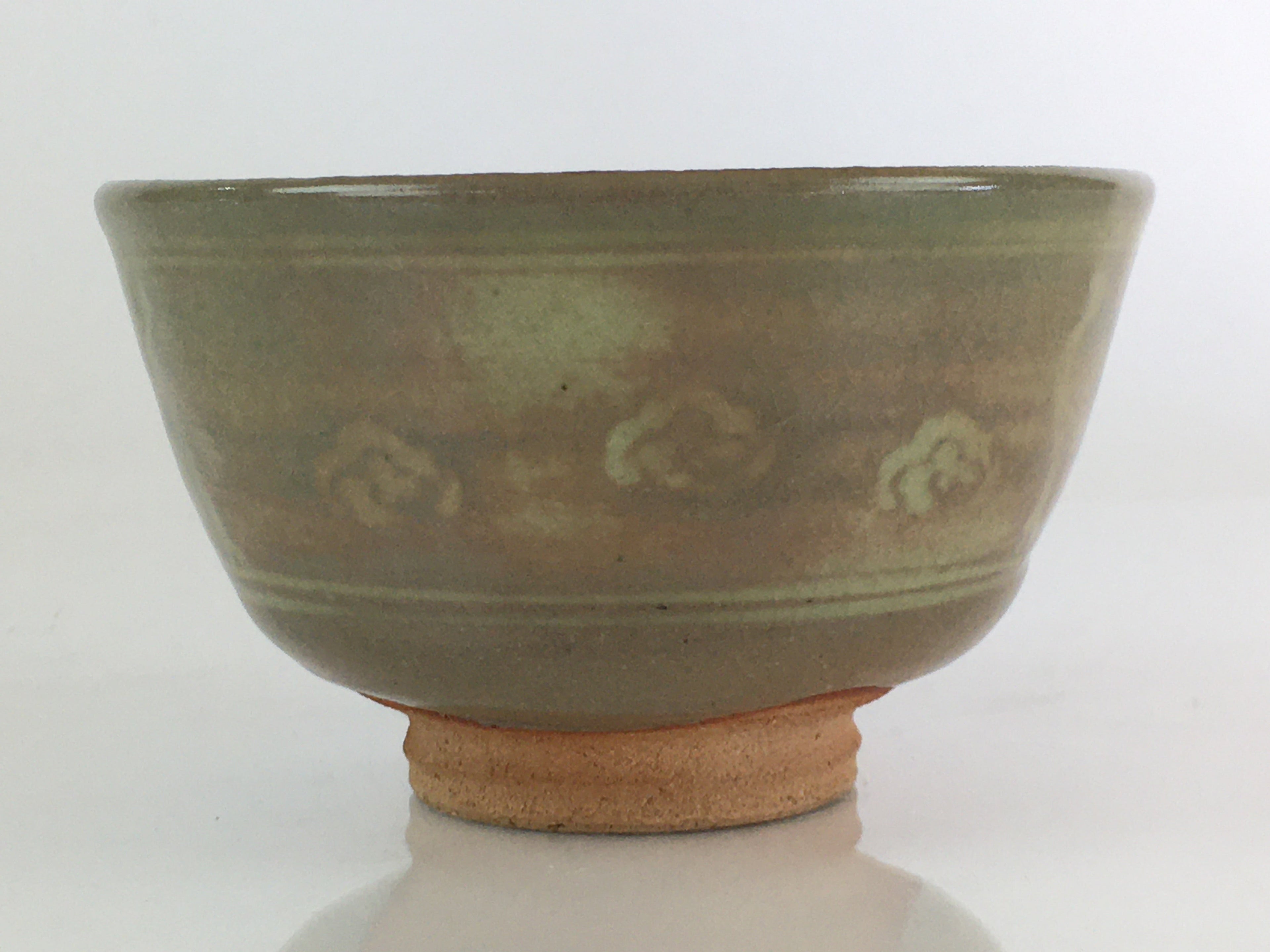 Japanese Ceramic Tea Ceremony Green Tea Bowl Vtg Chawan Crane Pottery GTB941