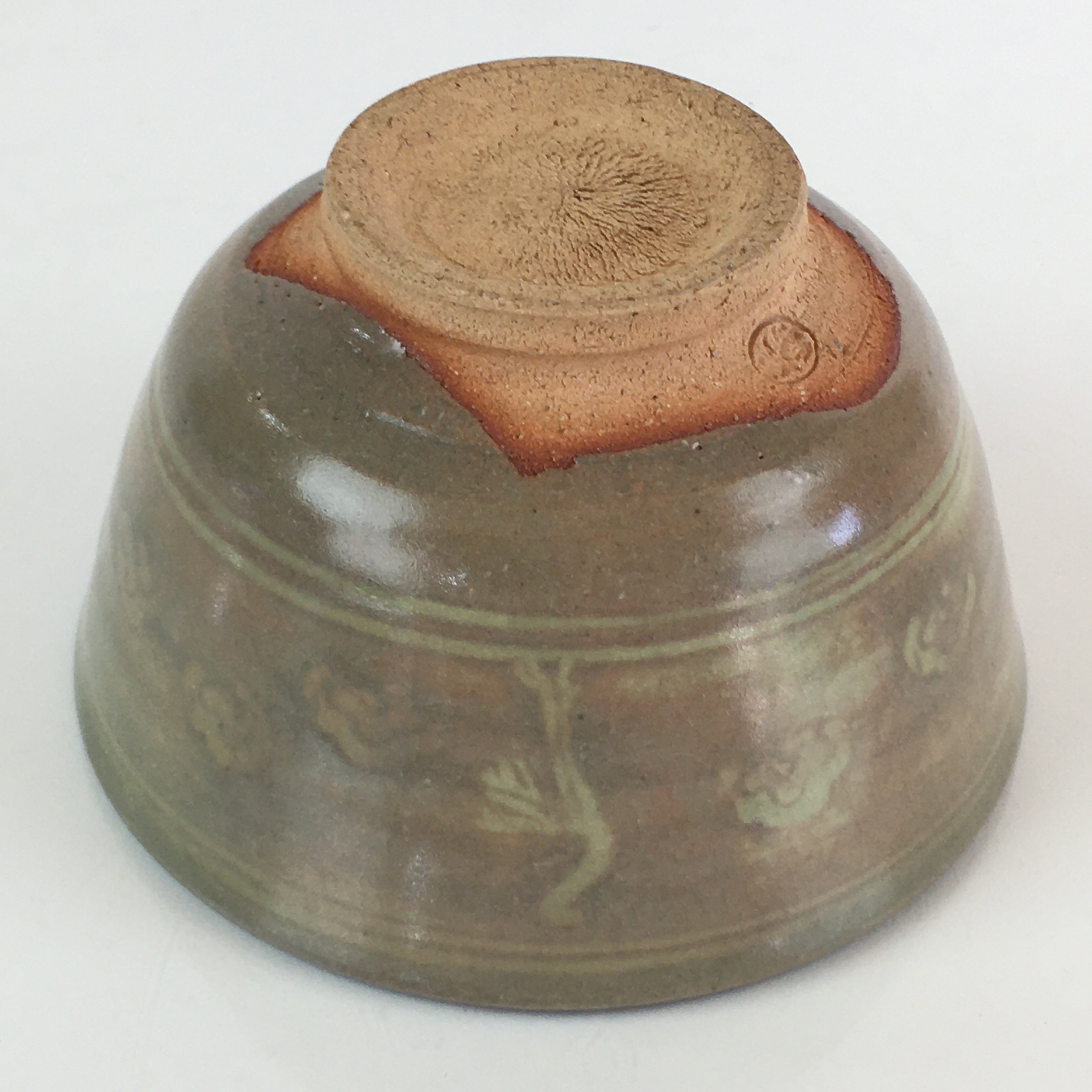 Japanese Ceramic Tea Ceremony Green Tea Bowl Vtg Chawan Crane Pottery GTB941