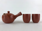 Japanese Ceramic Tea Set 2 Teacups 1Teapot Vtg Kyusu Yunomi Tokoname Ware PX693