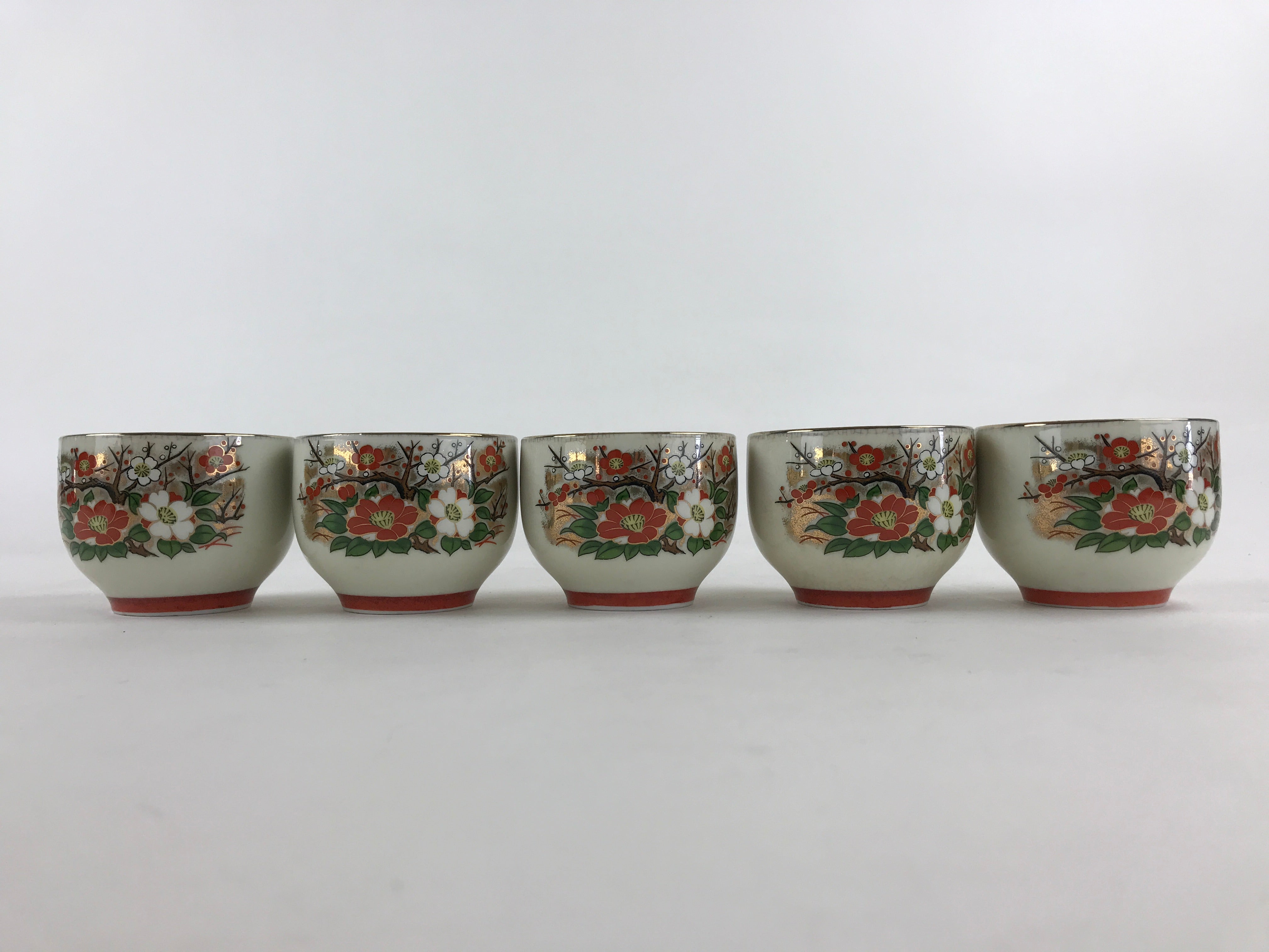 Japanese Ceramic Tea Set 5pc Teacups Teapot Vtg Kyusu Yunomi Tokoname Ware PX690