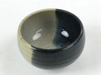 Japanese Ceramic Teacup Vtg Black Blue Grey Crackle Glaze Pottery Yunomi TC383