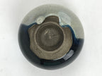 Japanese Ceramic Teacup Vtg Black Blue Grey Crackle Glaze Pottery Yunomi TC383