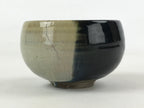 Japanese Ceramic Teacup Vtg Black Blue Grey Crackle Glaze Pottery Yunomi TC383