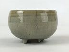 Japanese Ceramic Teacup Vtg Black Blue Grey Crackle Glaze Pottery Yunomi TC383