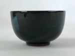 Japanese Ceramic Teacup Vtg Dark Brown Turquoise Mino Ware Yunomi Sencha TC396