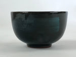 Japanese Ceramic Teacup Vtg Dark Brown Turquoise Mino Ware Yunomi Sencha TC396