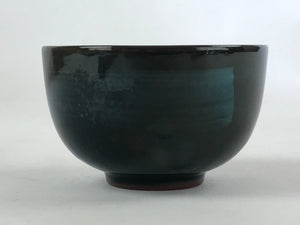 Japanese Ceramic Teacup Vtg Dark Brown Turquoise Mino Ware Yunomi Sencha TC396