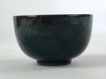 Japanese Ceramic Teacup Vtg Dark Brown Turquoise Mino Ware Yunomi Sencha TC396