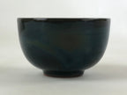 Japanese Ceramic Teacup Vtg Dark Brown Turquoise Mino Ware Yunomi Sencha TC397