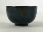 Japanese Ceramic Teacup Vtg Dark Brown Turquoise Mino Ware Yunomi Sencha TC397