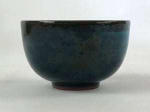 Japanese Ceramic Teacup Vtg Dark Brown Turquoise Mino Ware Yunomi Sencha TC397