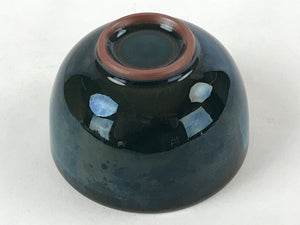 Japanese Ceramic Teacup Vtg Dark Brown Turquoise Mino Ware Yunomi Sencha TC397