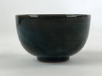 Japanese Ceramic Teacup Vtg Dark Brown Turquoise Mino Ware Yunomi Sencha TC398