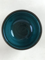 Japanese Ceramic Teacup Vtg Dark Brown Turquoise Mino Ware Yunomi Sencha TC398