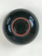 Japanese Ceramic Teacup Vtg Dark Brown Turquoise Mino Ware Yunomi Sencha TC398