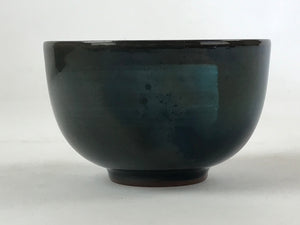 Japanese Ceramic Teacup Vtg Dark Brown Turquoise Mino Ware Yunomi Sencha TC399