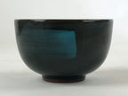 Japanese Ceramic Teacup Vtg Dark Brown Turquoise Mino Ware Yunomi Sencha TC399