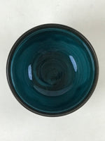 Japanese Ceramic Teacup Vtg Dark Brown Turquoise Mino Ware Yunomi Sencha TC399