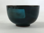 Japanese Ceramic Teacup Vtg Dark Brown Turquoise Mino Ware Yunomi Sencha TC400