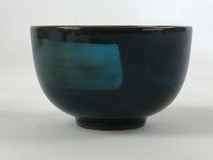 Japanese Ceramic Teacup Vtg Dark Brown Turquoise Mino Ware Yunomi Sencha TC400