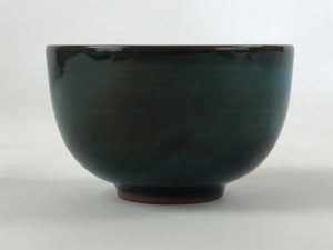 Japanese Ceramic Teacup Vtg Dark Brown Turquoise Mino Ware Yunomi Sencha TC400