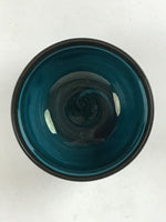 Japanese Ceramic Teacup Vtg Dark Brown Turquoise Mino Ware Yunomi Sencha TC400