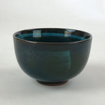 Japanese Ceramic Teacup Vtg Dark Brown Turquoise Mino Ware Yunomi Sencha TC400