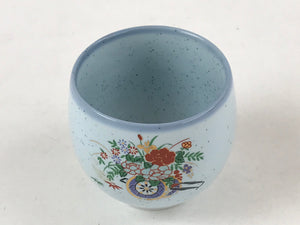 Japanese Ceramic Teacup Vtg Flower Design Kutani Ware Pottery Yunomi TC389