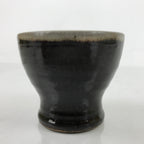 Japanese Ceramic Teacup Vtg Footed Black Gray Yakimono Yunomi Sencha TC475