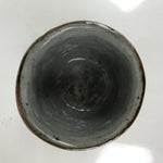 Japanese Ceramic Teacup Vtg Footed Rustic Brown Gray Yakimono Yunomi TC474