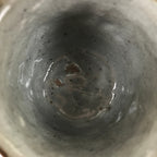 Japanese Ceramic Teacup Vtg Footed Rustic Brown Gray Yakimono Yunomi TC474