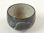 Japanese Ceramic Teacup Vtg Gray White Glossy Glaze Setomono Yunomi TC393