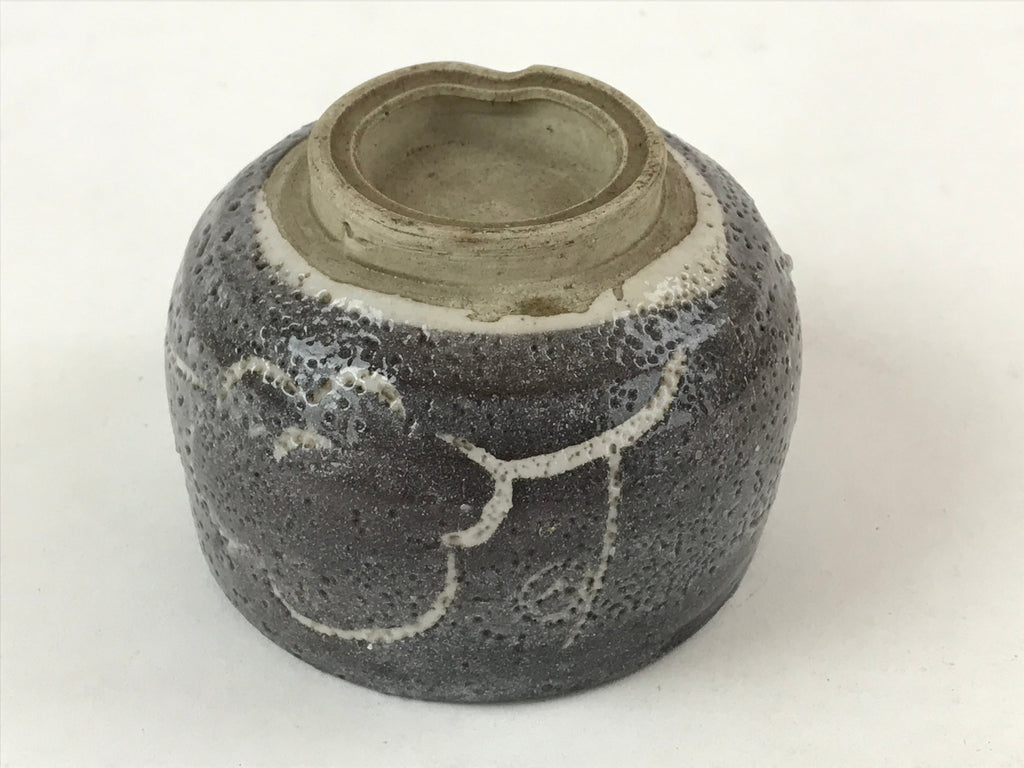 Japanese Ceramic Teacup Vtg Gray White Glossy Glaze Setomono Yunomi TC393