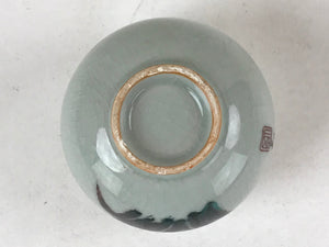 Japanese Ceramic Teacup Vtg Iris Flower Crackle Glaze White Yunomi Sencha TC402