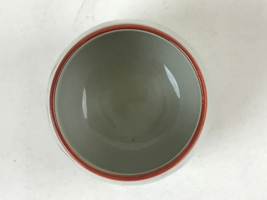 Japanese Ceramic Teacup Vtg Iris Flower Crackle Glaze White Yunomi Sencha TC403