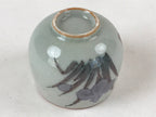 Japanese Ceramic Teacup Vtg Iris Flower Crackle Glaze White Yunomi Sencha TC403