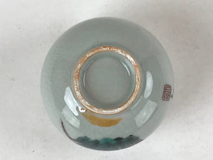 Japanese Ceramic Teacup Vtg Iris Flower Crackle Glaze White Yunomi Sencha TC404