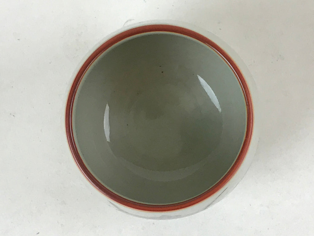 Japanese Ceramic Teacup Vtg Iris Flower Crackle Glaze White Yunomi Sencha TC405